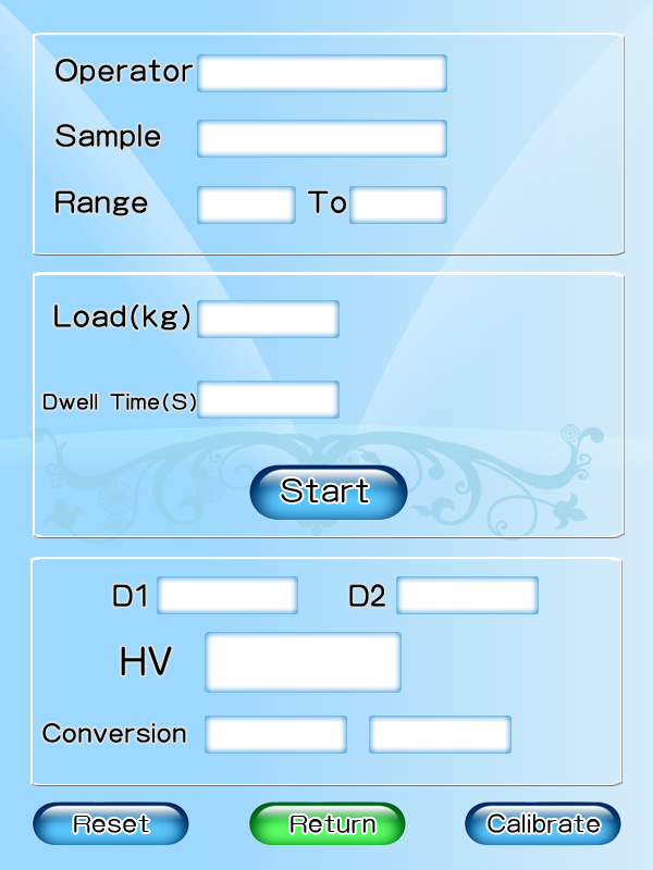 Main Interface for Vickers test