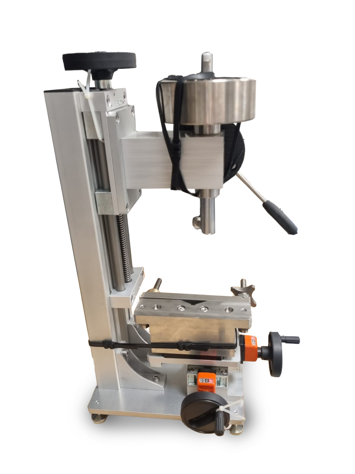 West Cerchar Abrasivity Index Tester rock mechanics instrument with vertical load system, specimen clamping vice and precision adjustment handles for CAI testing ASTM D7625-10