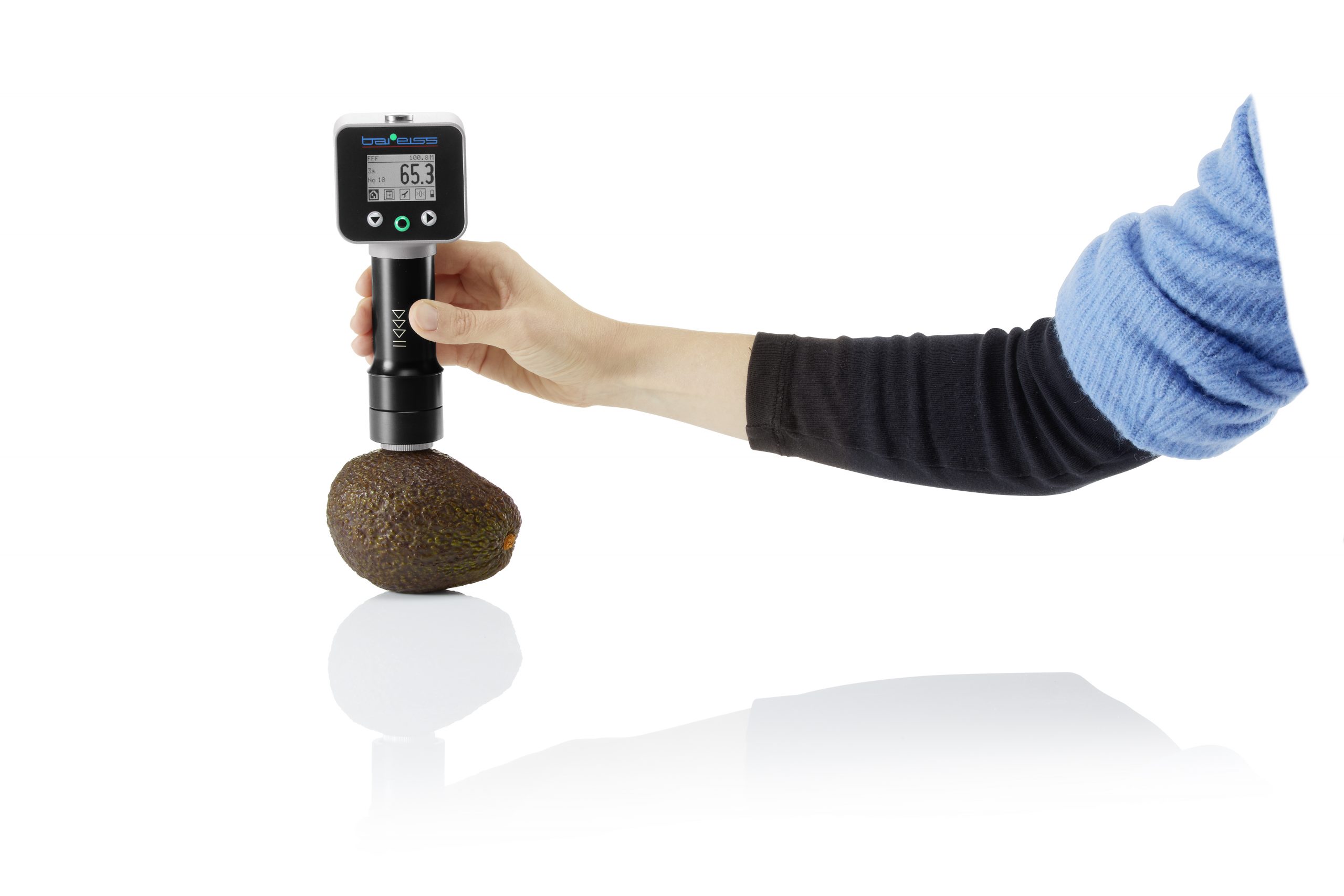 Fruit firmness tester for avocados