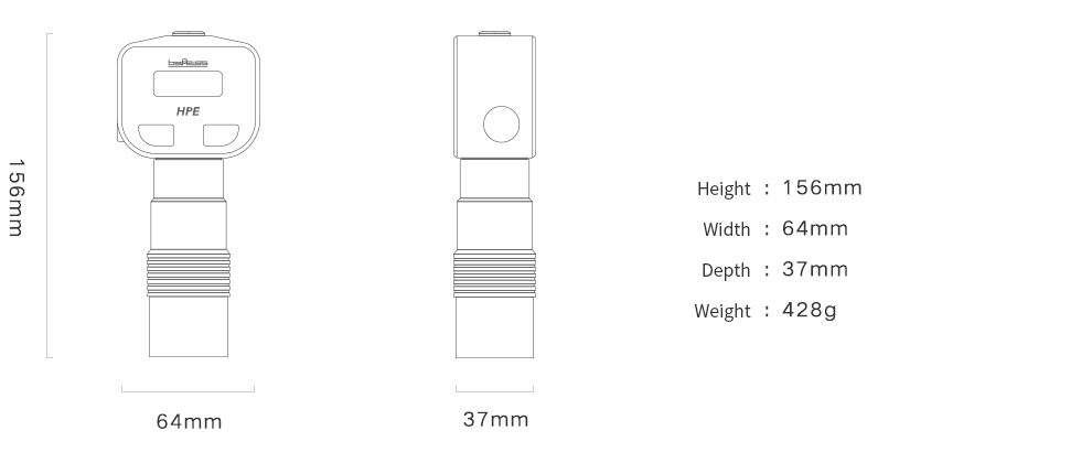 Dimensions of the fruit firmness tester